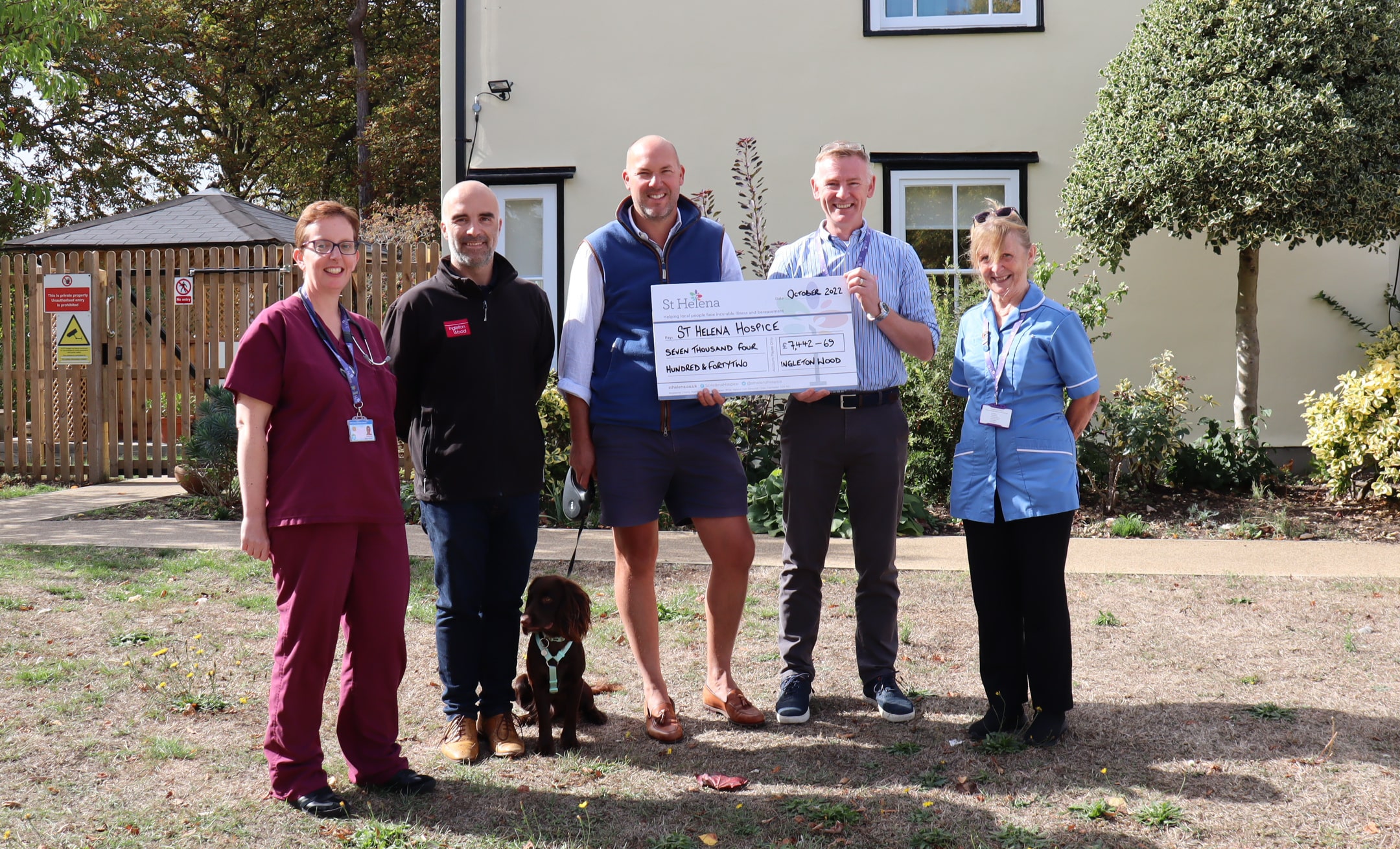 St Helena Hospice golf day cheque presentation